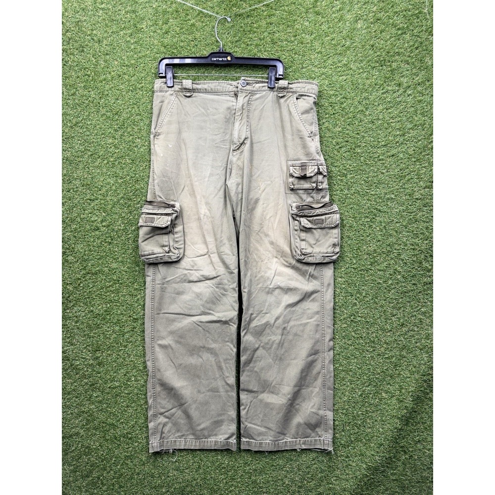 Paco Cargo Pants Mens 34x31 Khaki Skater Grunge Punk y2k 2000s Straight Baggy